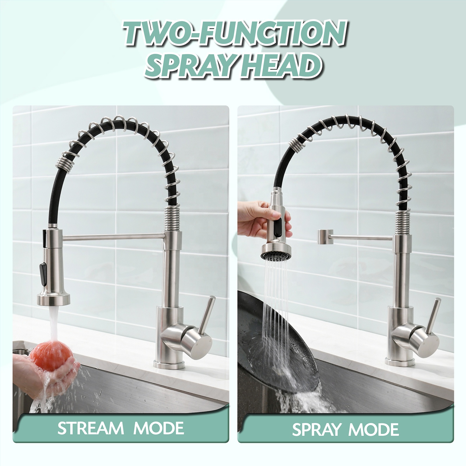 APS262-BN Küchenarmatur Moderne Universal Splash Filter Wasserhahn Edelstahl Küchenarmatur