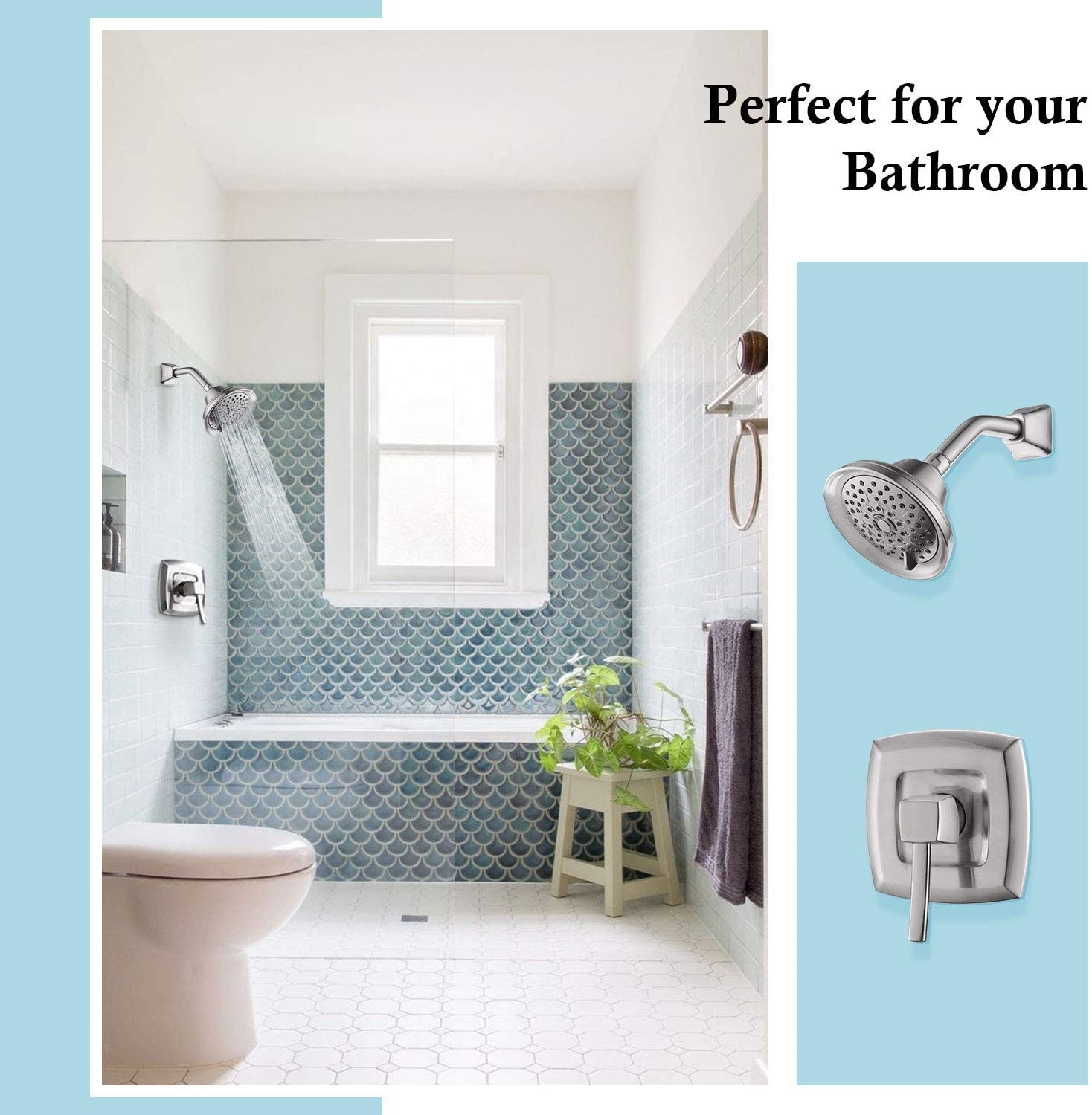 Unterputz-Duscharmatur im klassischen Stil Regen aus gebürstetem Nickel für Badezimmer