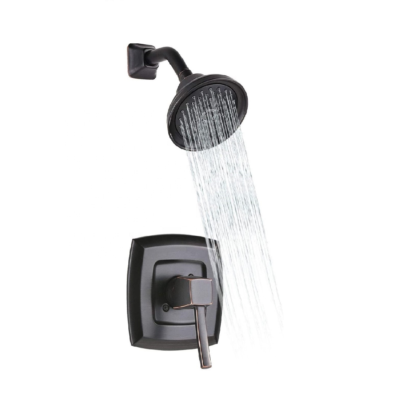 Hochdruck-Wasserfall-Wanne-Hahn-Bronze-Schwarz-Duschset für Waschraum