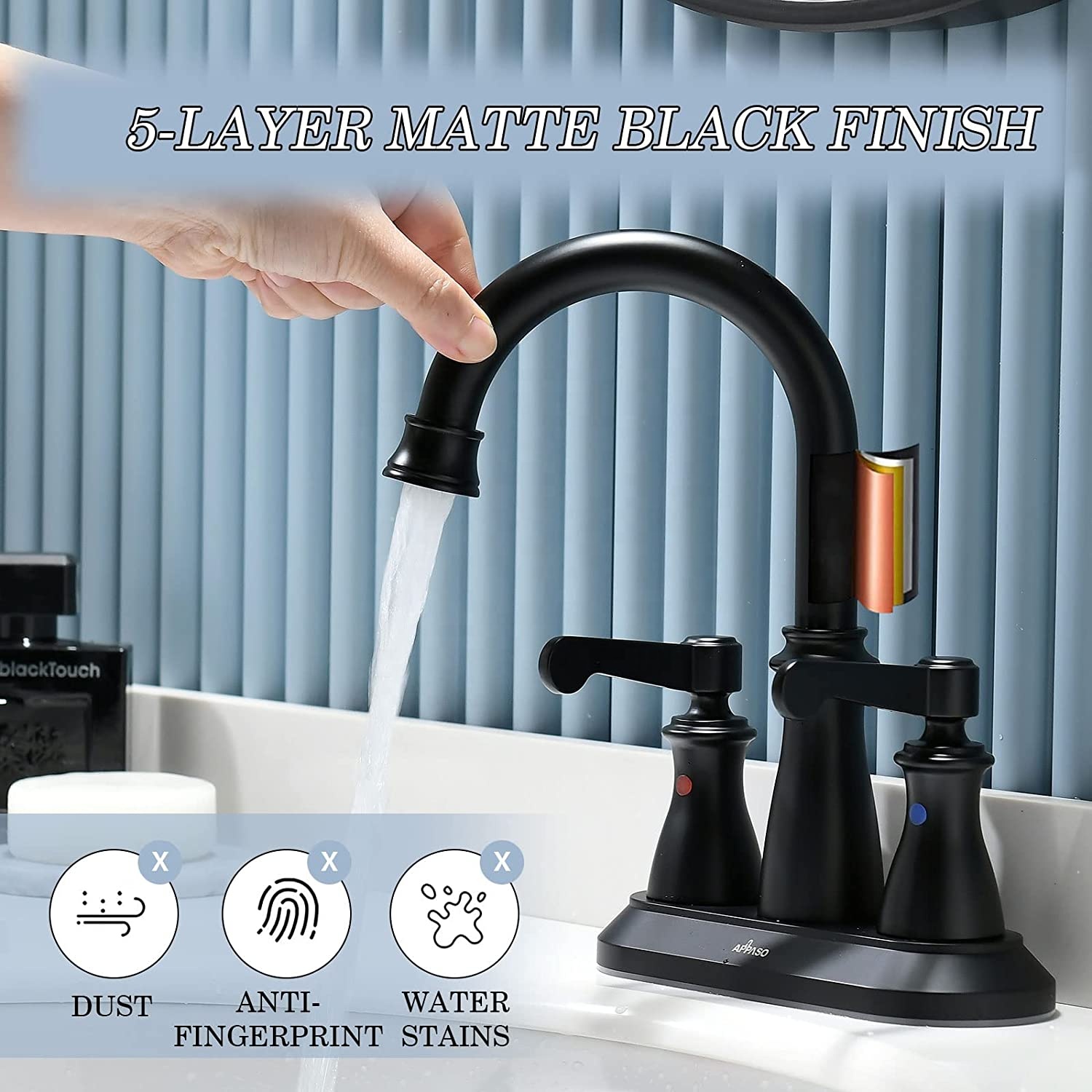 APS133-MB 3-Loch Classic Waschbecken Wasserhahn Schwarz Waschbecken Wasserhahn Doppelgriff Bad Wasserhahn
