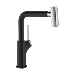 Neues Design, quadratische Form, verchromte und schwarze Küchenarmaturen, ausziehbar