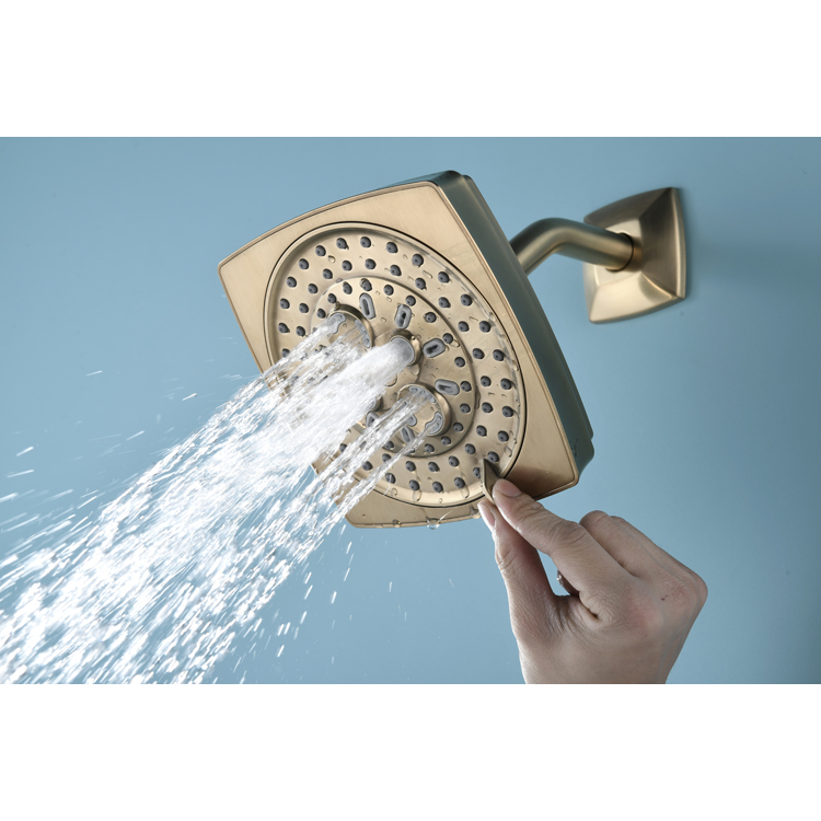 Elegantes, hochwertiges, goldfarbenes, quadratisches Edelstahl-WC-Waschraum-Duschset