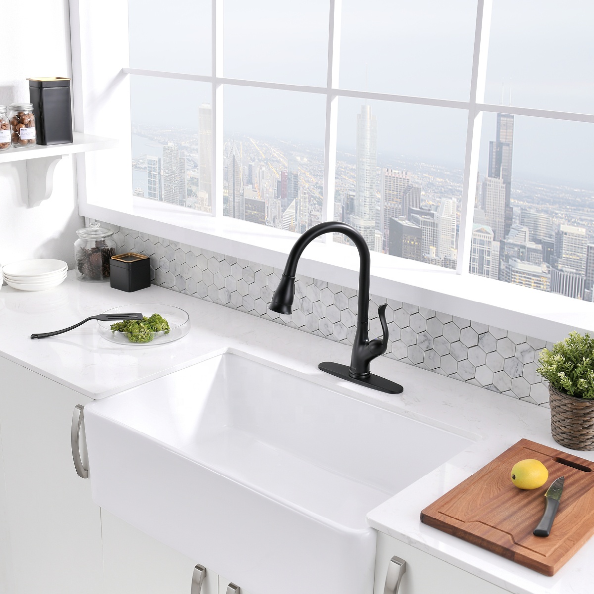 Küchenarmatur Tap Vintage Küchenmischer Wasserhahn Waschbecken Wasserhahn mit Pull Down Sprayer