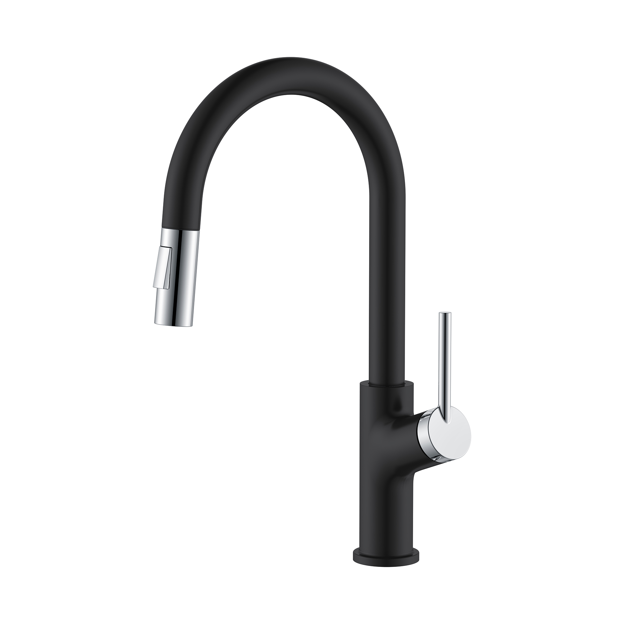 Heißer Verkauf Schwanenhals Design Schwarz + Chrom Pull Down Küchenarmatur