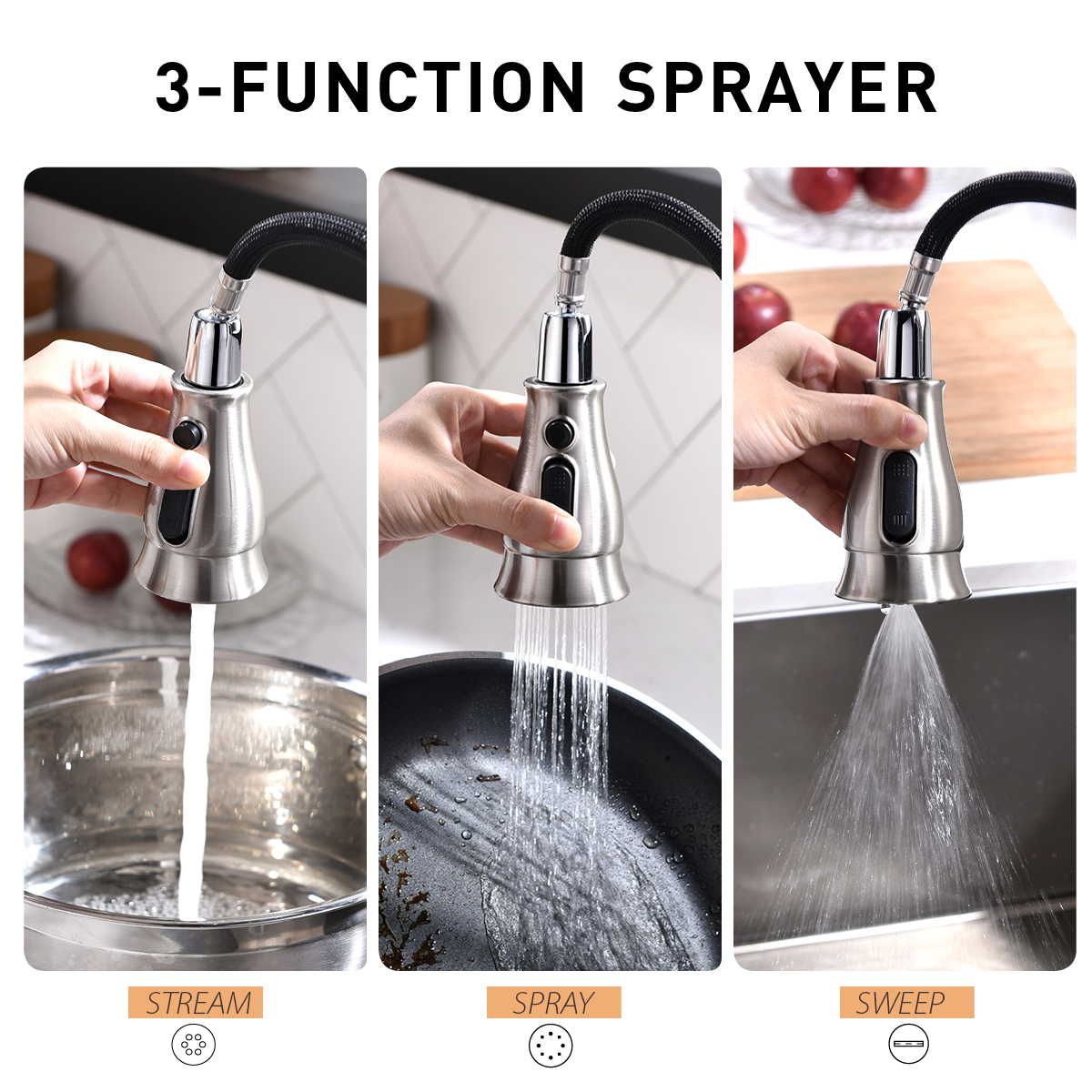 Berührungsloser Wasserhahn Sensor Wasserhahn mit Berührungssensor Touch Küchenarmatur mit herunterziehbarem Sprüher