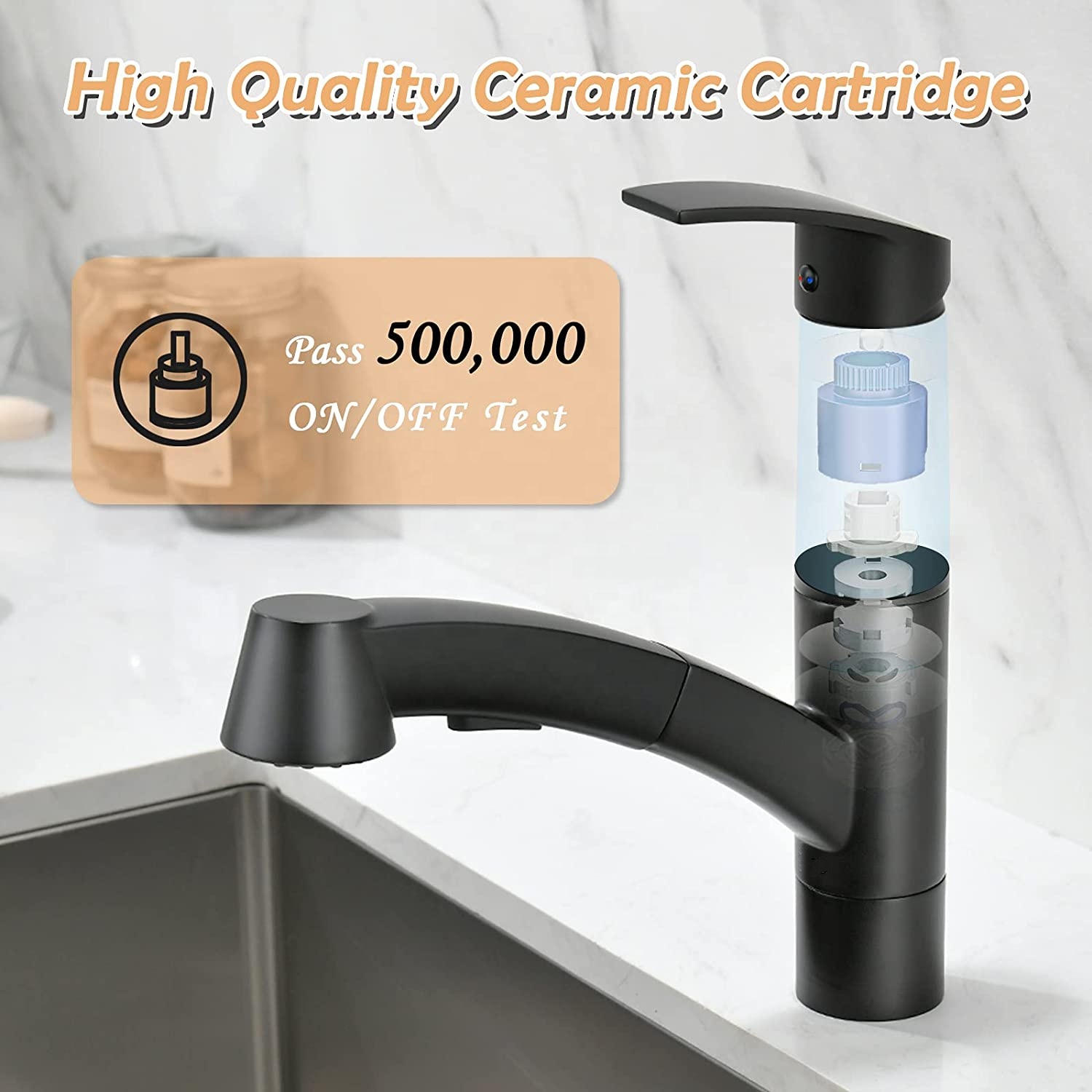 Verstellbarer Wasserhahn Schwarz Ausziehbarer Küchenarmatur Wasserhahn 360 Grad drehbarer Wasserhahn Sprayer