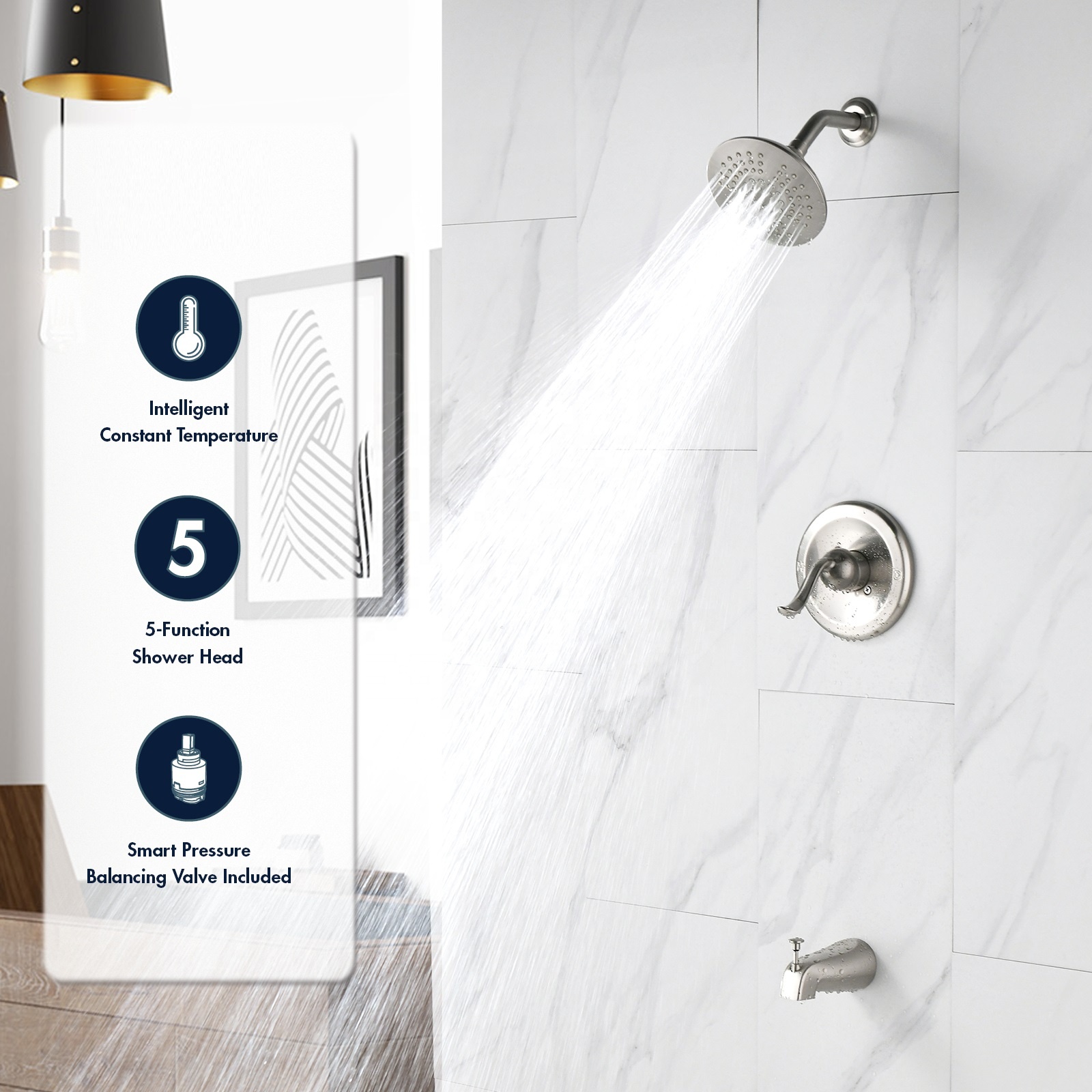 Duschkopf mit Wasserhahn Einhand-Duscharmatur Antik-Messing-Badezimmer-Hahn