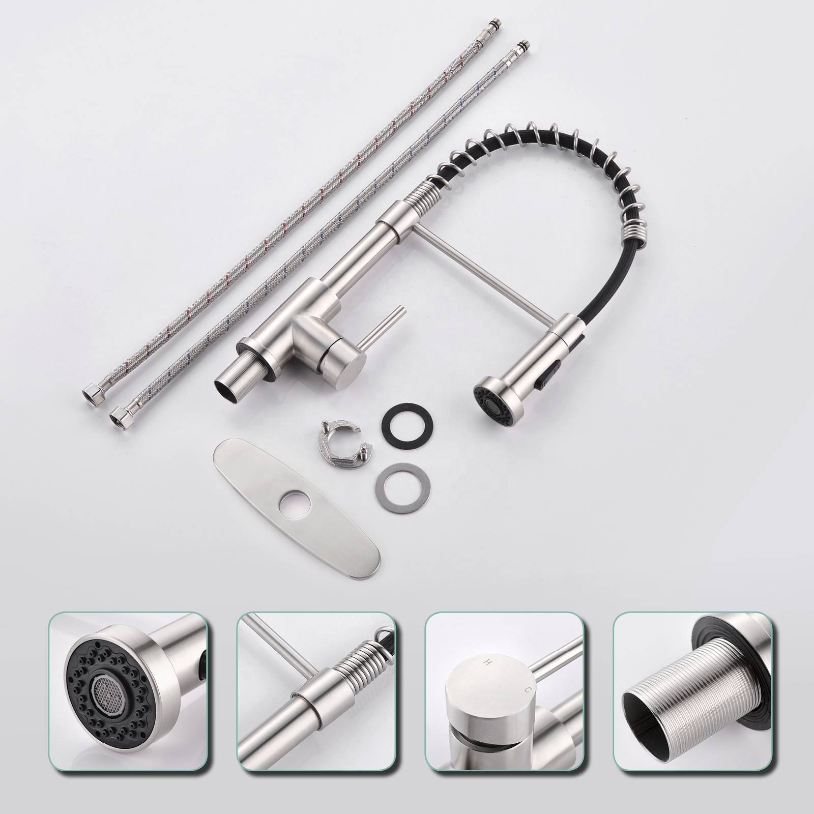 Küchenarmaturen mit Pull-Down-Sprayer Armaturen aus gebürstetem Nickel Küchenarmaturen aus Edelstahl