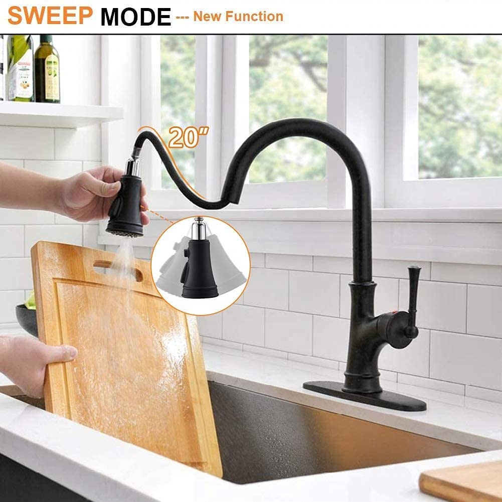 Sanitärkeramik Küchenarmatur Wasserhahn Schwarz Pull Down Einhand-Küchenarmatur