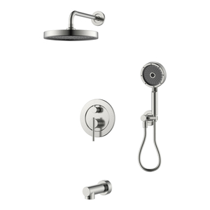 Badewannenarmatur mit Handbrause Duscharmatur aus gebürstetem Nickel