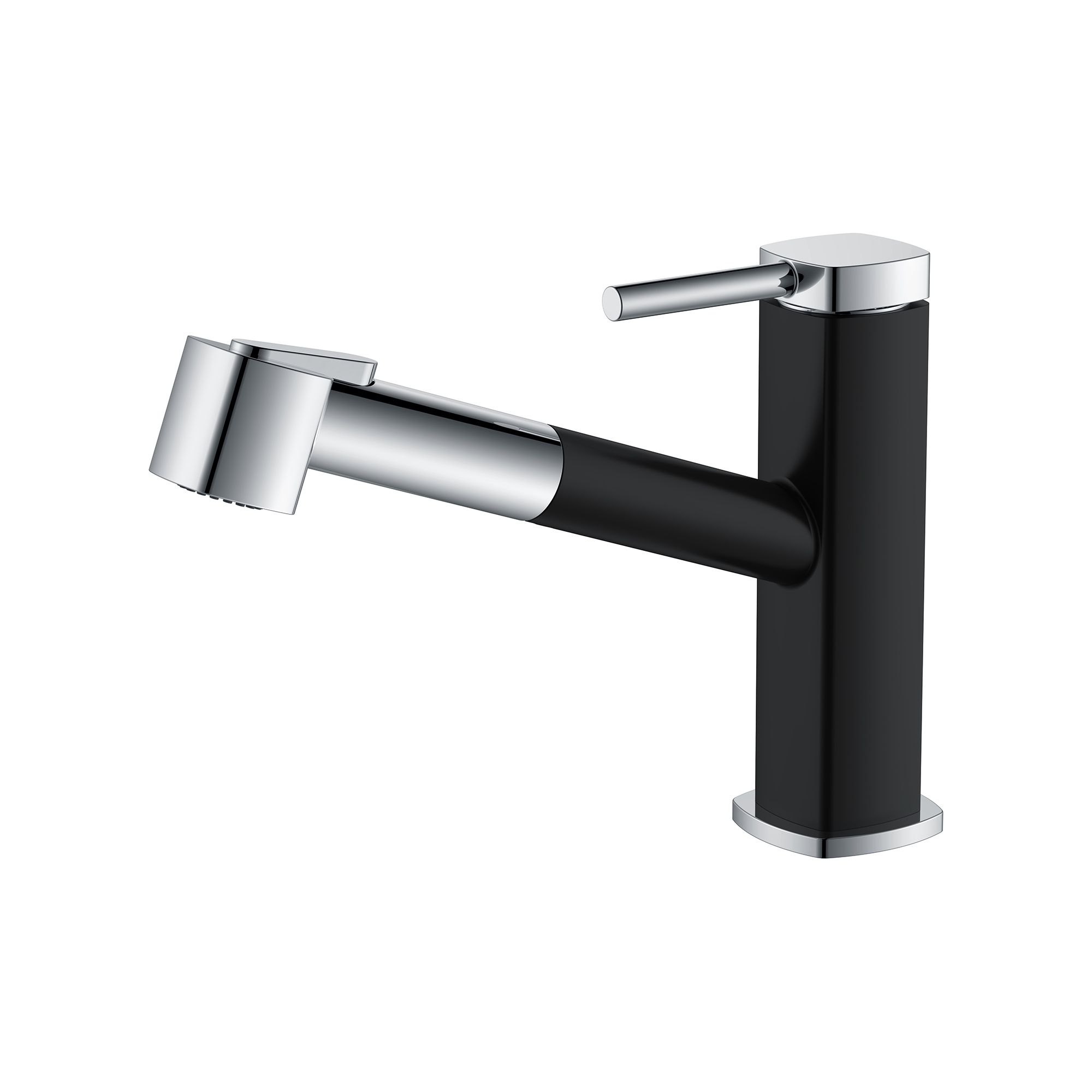 Quadratisches Design Schwarz + Chrom Moderne Küchenarmaturen