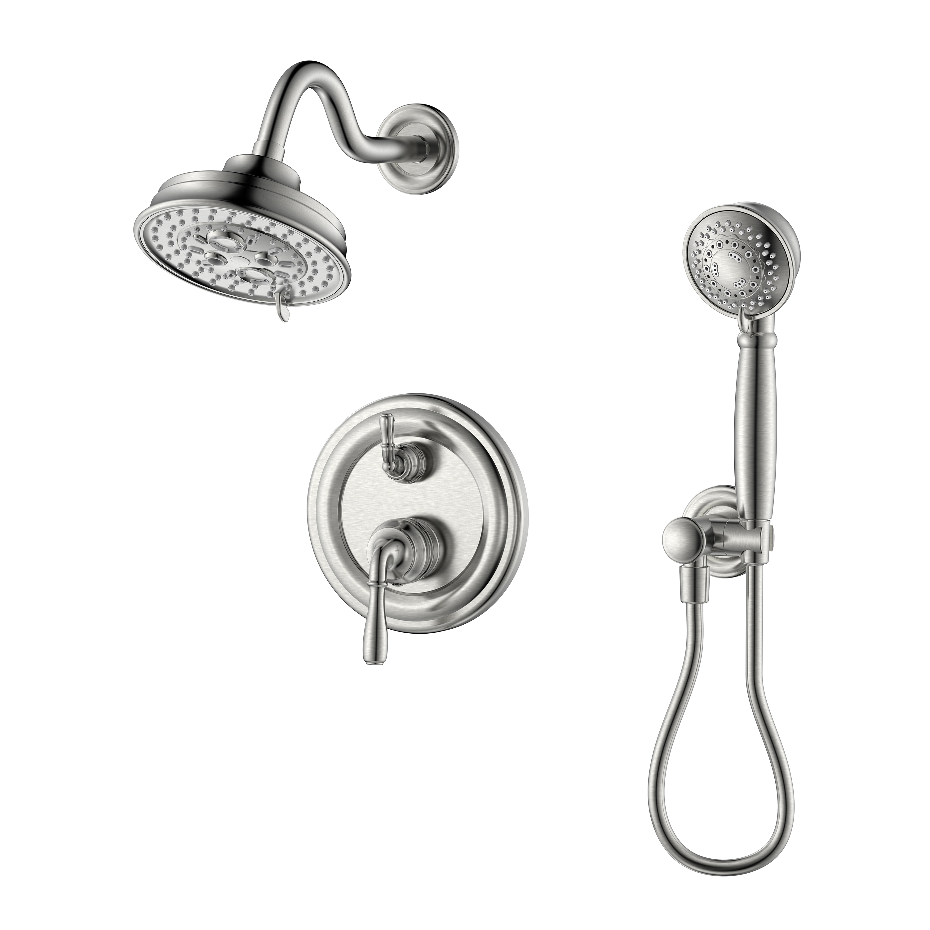 Regendusche Wasserhahn Duscharmatur aus gebürstetem Nickel