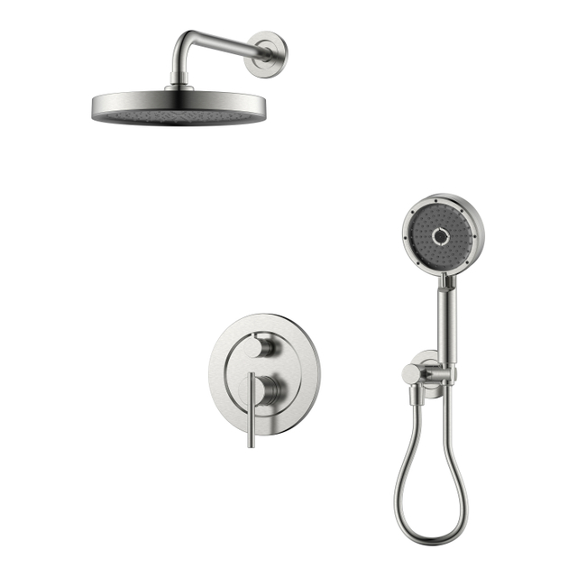 Wannenarmatur mit Handbrause Duscharmatur aus gebürstetem Nickel