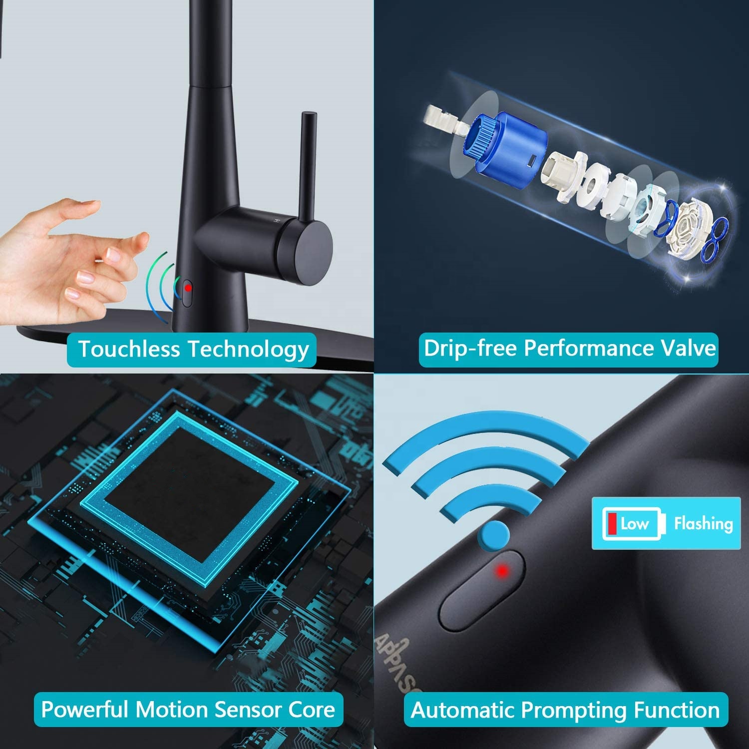 Schwarz Moderne Küchenarmatur Touchless Sensor Küchenarmatur Spültischarmatur Touchless Küche