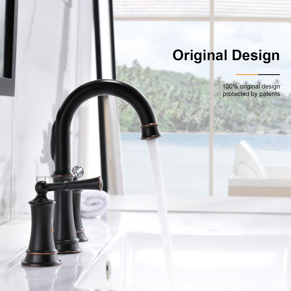 Klassischer 3-Loch-Waschtischarmatur mit ölgeriebenem Bronze-Wasserhahn, einzigartiger Badezimmer-Wasserhahn