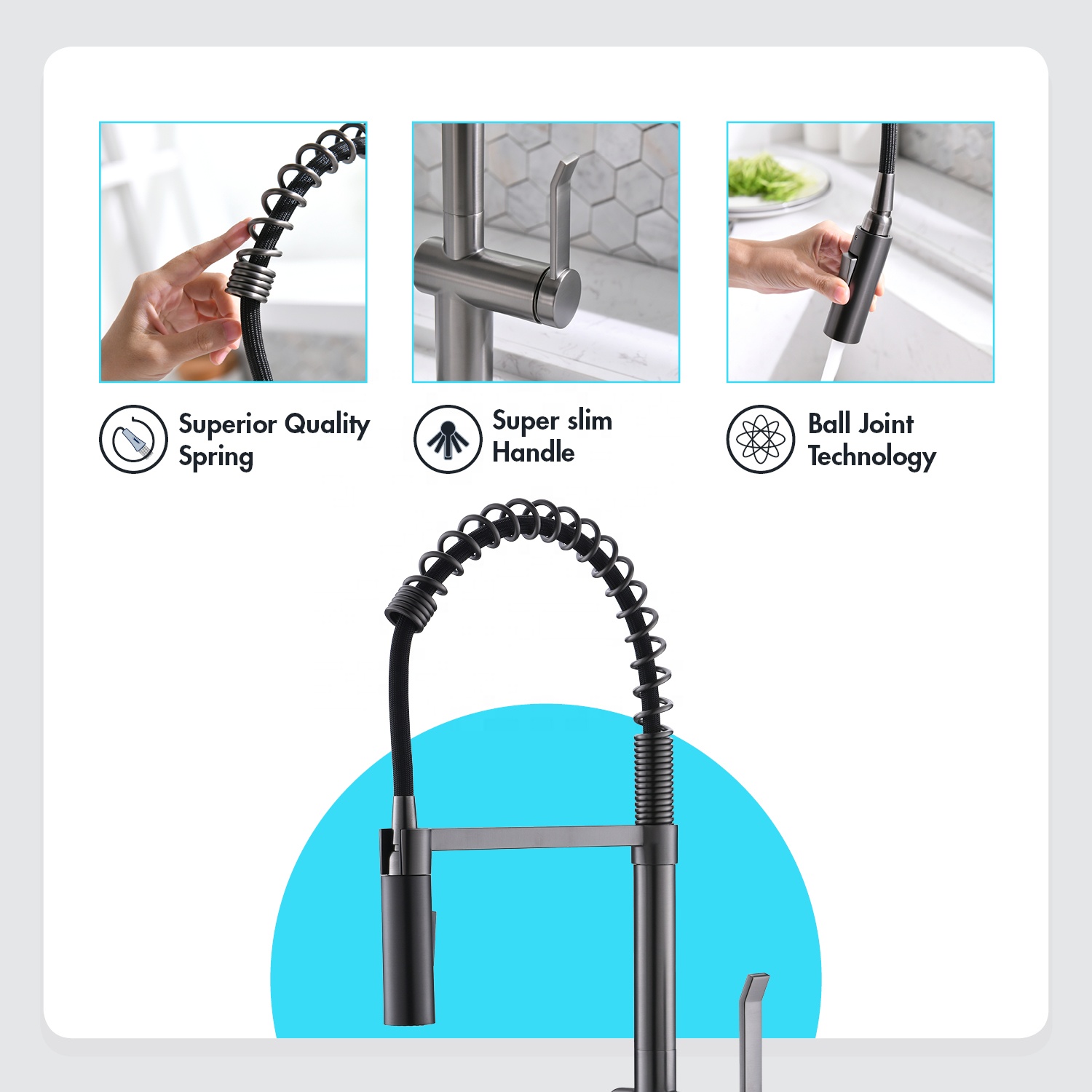 APS238-BS Kommerzieller Wasserhahn Edelstahl Küchenspüle Wasserhahn Pull Down Sprayer Küchenarmatur