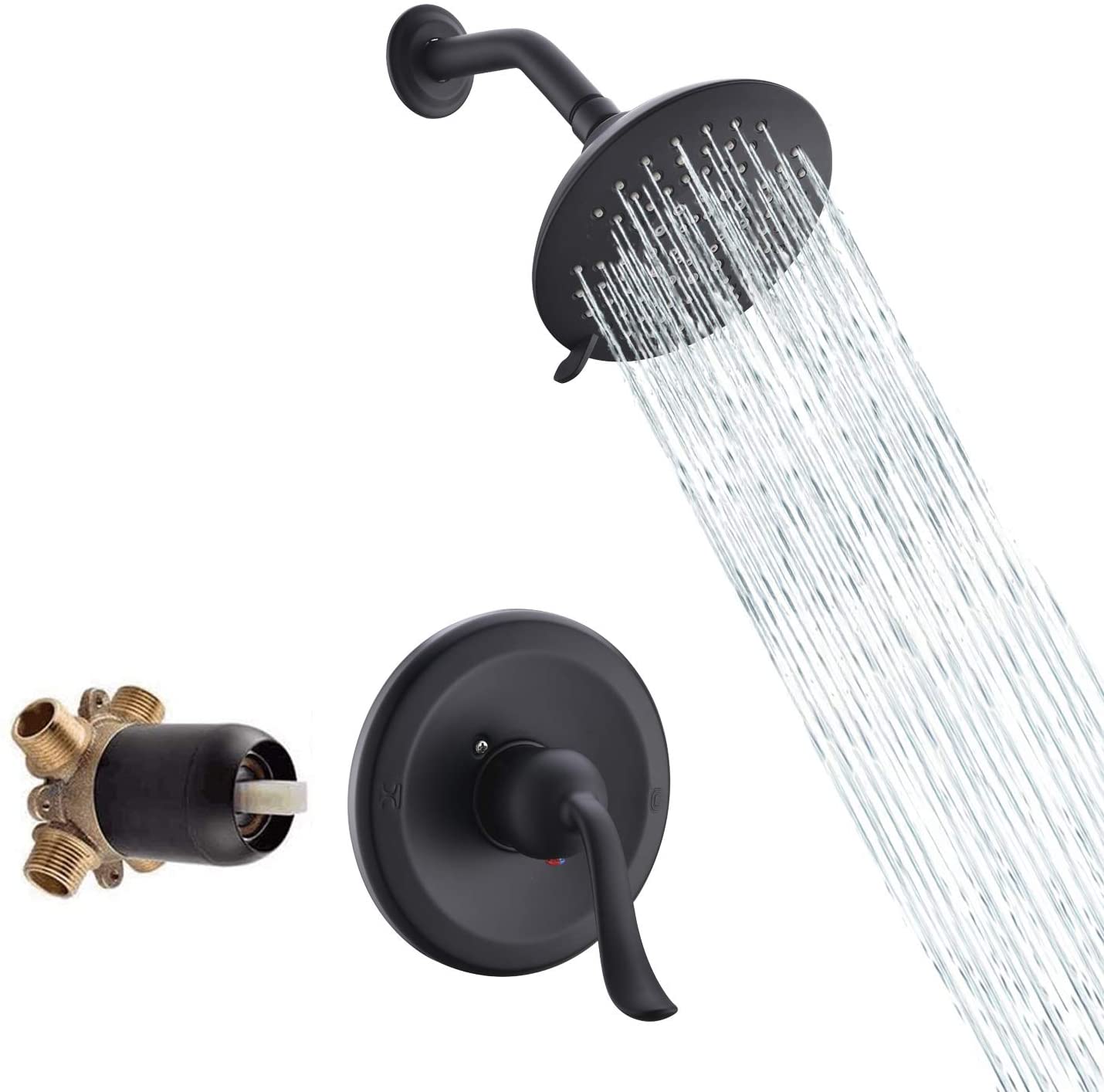 Badewannenarmatur Schwarz Unterputz-Duschmischer Regenduschsystem Wasserhahn