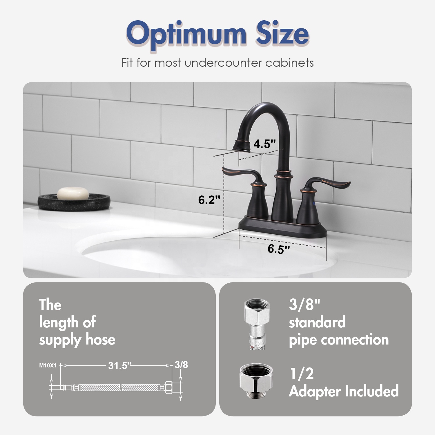Waschbecken Wasserhahn Drei-Loch-Waschbecken-Hahn für Badezimmer im amerikanischen Stil Waschtischarmatur