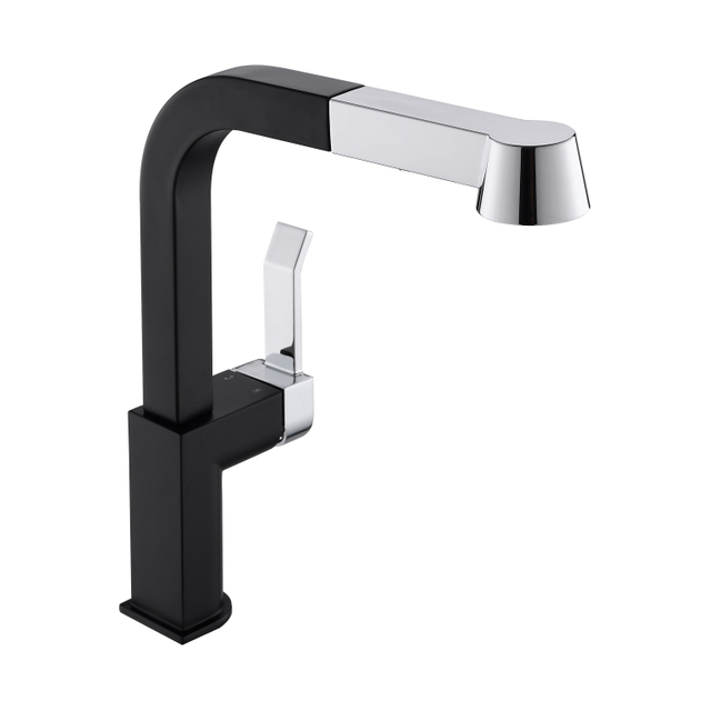 Chromschwarze Küchenarmaturen Moderne Küchenarmaturen in quadratischer Form 