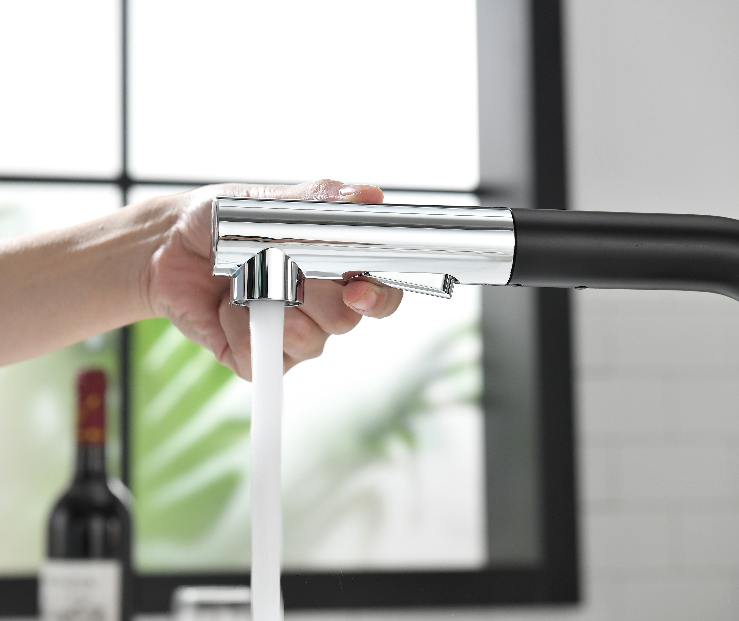 Wasserhahn Küche Schwarz Küchenspüle Wasserhahn mit ausziehbarem Sprüher Moderne Küchenarmatur