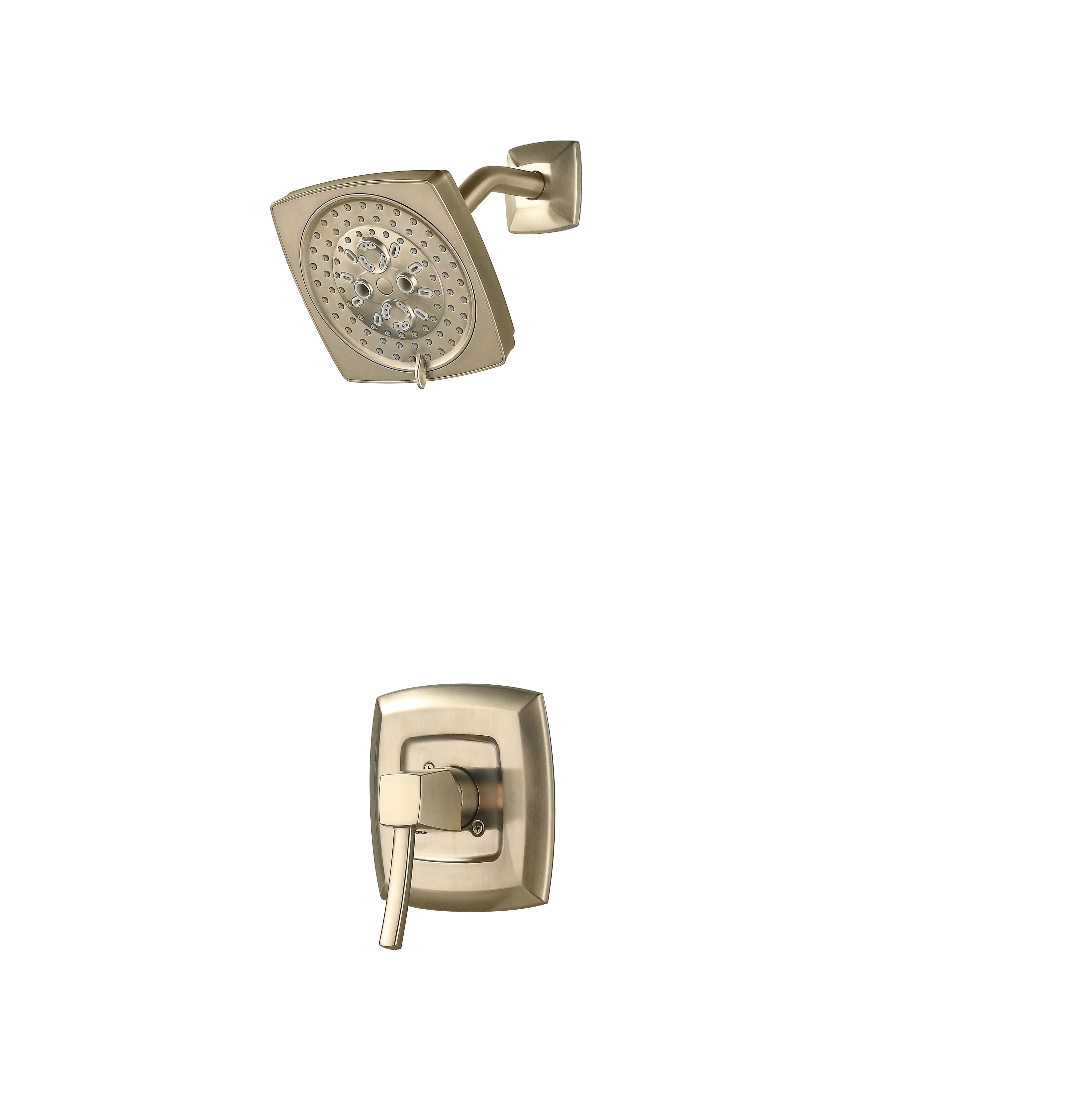 Elegantes, hochwertiges, goldfarbenes, quadratisches Edelstahl-WC-Waschraum-Duschset