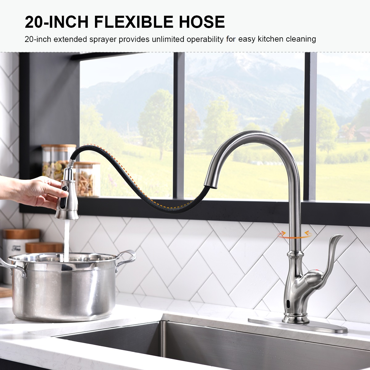 Berührungsloser Wasserhahn Sensor Wasserhahn mit Berührungssensor Touch Küchenarmatur mit herunterziehbarem Sprüher