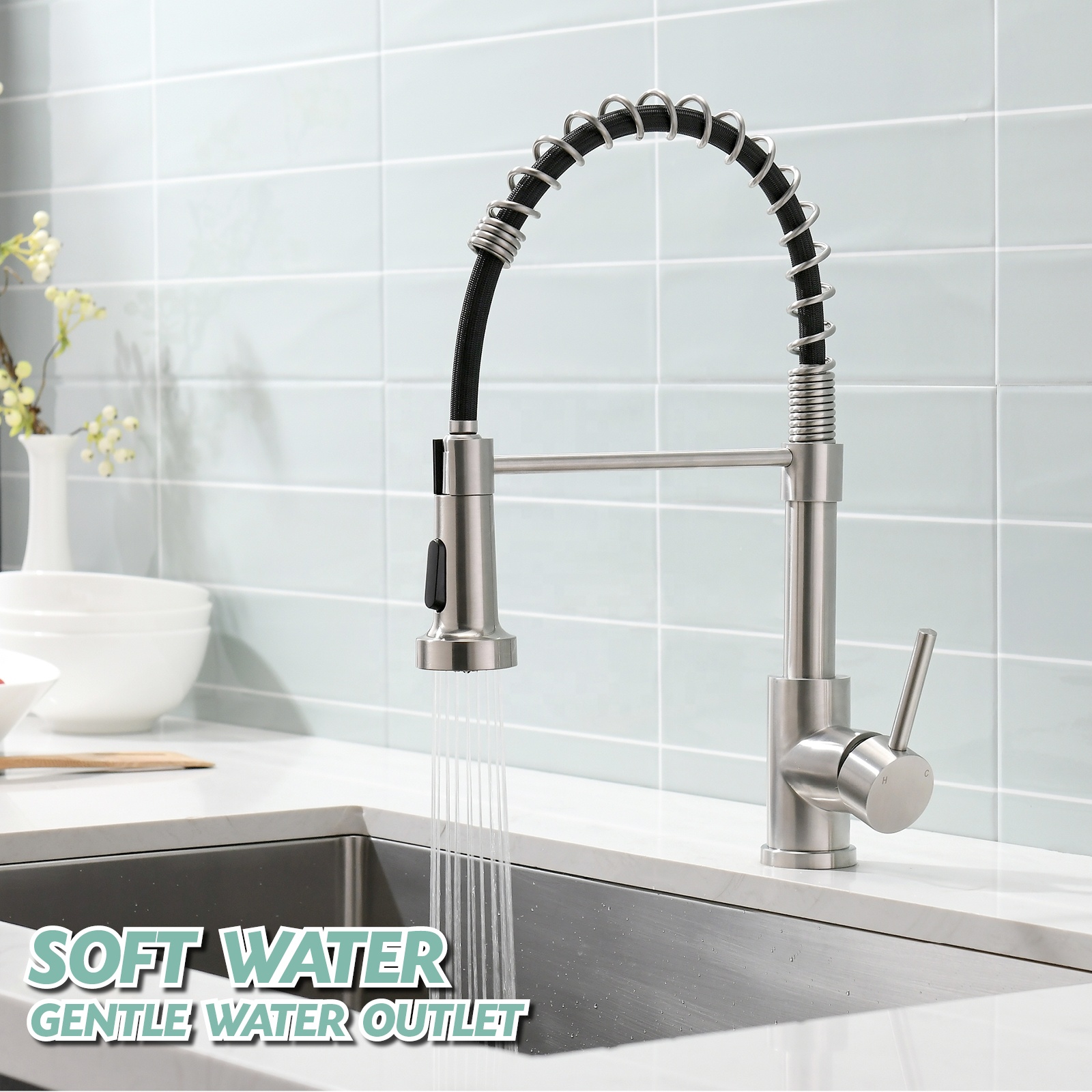 APS262-BN Küchenarmatur Moderne Universal Splash Filter Wasserhahn Edelstahl Küchenarmatur
