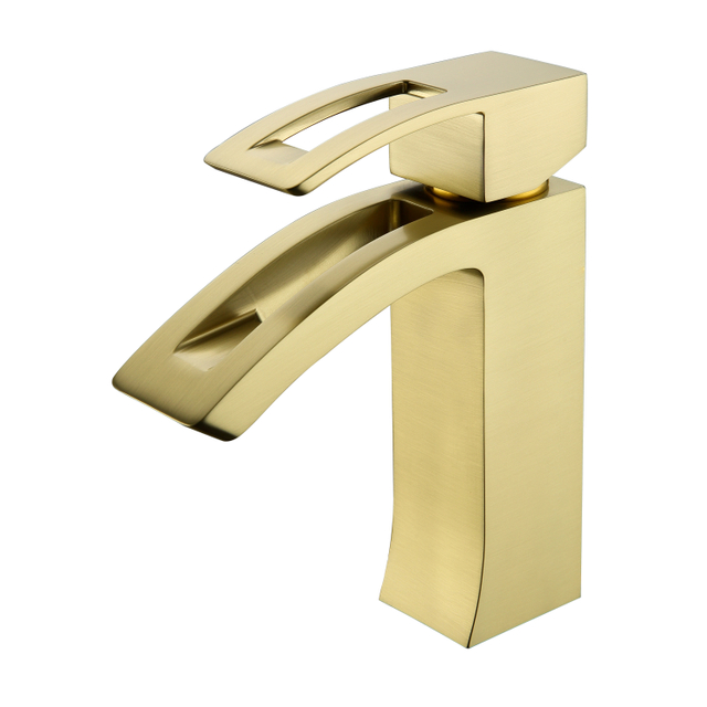 Quadratische Einhand-Badarmaturen Goldwasserfall-Badezimmerarmatur